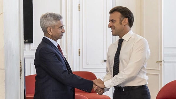 Indian External Affairs Minister S Jaishankar meets French President Emmanuel Macron in Paris on June 12, 2025.