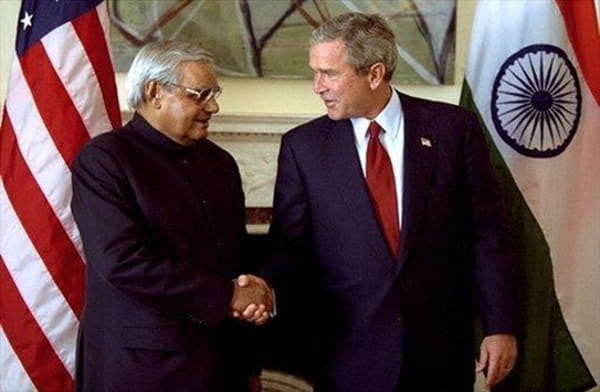 Indian Prime Minister Atal Bihari Vajpayee meets President of the US, George W Bush in New York on September 24, 2003. | White House/Paul Morse.