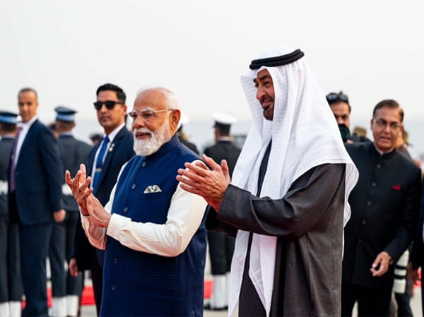 Indian Prime Minister Narendra Modi with UAE President Sheikh Mohamed bin Zayed Al Nahyan in New Delhi on January 19, 2026
