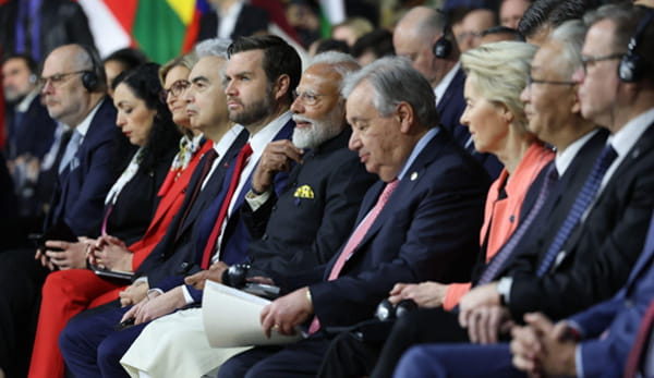 Indian Prime Minister Narendra Modi is seen here along with other world leaders in Paris where he co-chaired the AI Action Summit on February 11, 2025. | MEA.