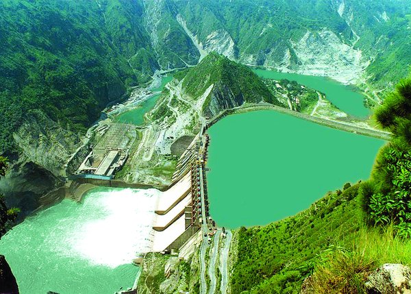NHPC Power Plant Next to Salal Dam in Chenab River