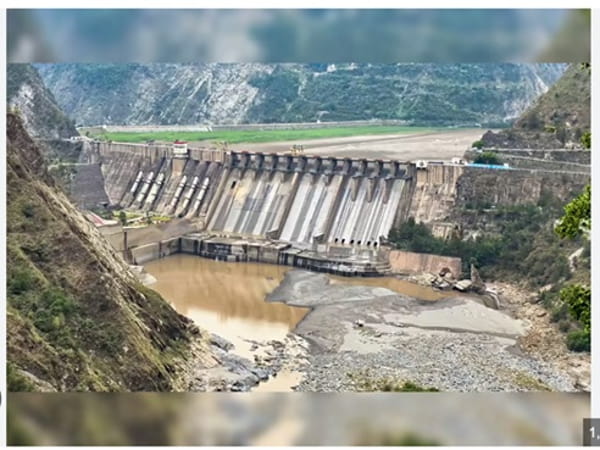 Figure 1: Salal Dam filled with sediments and vegetation but no water