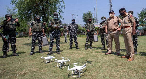 Indian security forces testing drones